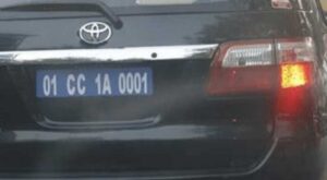blue number plate
